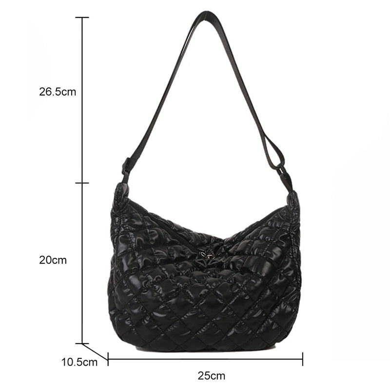 Nylon Women Large Capacity Handbags Quilted Shoulder Bags Solid Tote