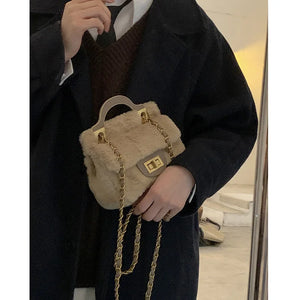 Autumn Winter Plush Bag Female Chain Portable Small Square Bag Ins Messenger Plu