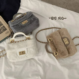 Autumn Winter Plush Bag Female Chain Portable Small Square Bag Ins Messenger Plu
