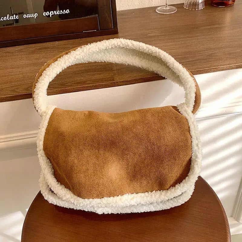 Autumn Winter Plush Bags Women's Leisure Lamb Hair Shoulder Bag