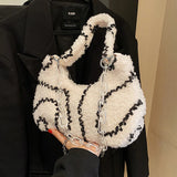 Plush Hobos Bag Zipper Chain Underarm Bag Women's Shoulder Bag