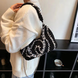 Plush Hobos Bag Zipper Chain Underarm Bag Women's Shoulder Bag