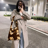 Autumn Winter Plush Handbag Lady Shoulder Female Bags Purse Women