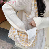 Soft Fleece Waffle Plaid Shoulder Bag