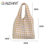 Soft Fleece Shoulder Bag Waffle Plaid Handbag
