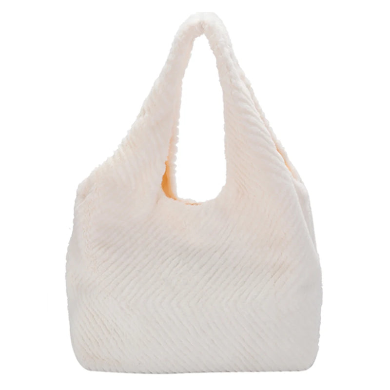 Soft Plush Women Top-Handle Bags Fluffy Furs Rhombus Pattern