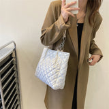 Quilted Cotton Padded Shopper Bag with Chain Strap