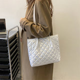 Quilted Cotton Padded Shopper Bag Large-capacity Chain Satchel