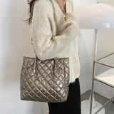Quilted Cotton Padded Shopper Bag with Chain Strap