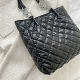 Quilted Cotton Padded Shopper Bag Large-capacity Chain Satchel