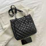 Quilted Cotton Padded Shopper Bag with Chain Strap