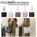 Quilted Cotton Padded Shopper Bag Large-capacity Solid Travel Satchel