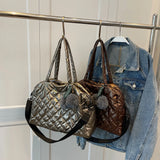 Quilted Shoulder Bag Large Capacity Lady Handbag Nylon Crossbody Bag for Travel