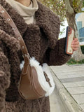 Retro Plush Pu Leather Women's Bag High Capacity Shoulder Handbag