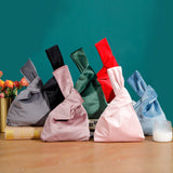 Autumn Winter Velvet Women's Handbags Bar Knot Wrist Bag Japanese Style