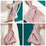 Autumn Winter Velvet Women's Handbags Bar Knot Wrist Bag Japanese Style