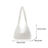 Soft Plush Casual Hand Bags Women Fluffy Solid Rhombus Pattern Lady Daily Satche