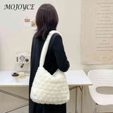 Soft Plush Casual Women Purses Fluffy Solid Rhombus Pattern Lady Satchel