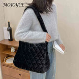 Soft Plush Casual Women Purses Fluffy Solid Rhombus Pattern Lady Satchel