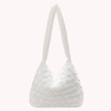 Soft Plush Shopper Bag Casual Women Purses Fluffy Solid Rhombus Pattern Satchel