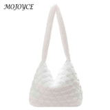 Soft Plush Casual Women Purses Fluffy Solid Rhombus Pattern Lady Satchel