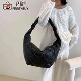 Autumn Winter Cotton Padded Tote Crossbody Handbag for Women