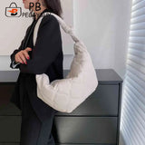 Autumn Winter Cotton Padded Tote Crossbody Handbag for Women