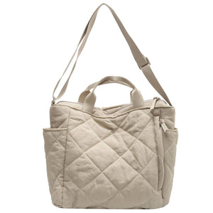 Quilted Cotton-padded Shoulder Bag Large Capacity for Street Shopping