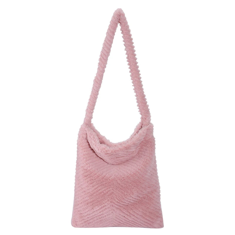 Soft Plush Fluffy Fur Tote Bag for Travel Work