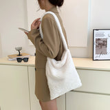 Soft Plush Fluffy Fur Tote Bag for Travel Work
