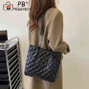 Quilted Cotton Padded Shoulder Bag Large-capacity Chain Satchel