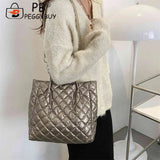Quilted Cotton Padded Shoulder Bag Large-capacity Chain Satchel