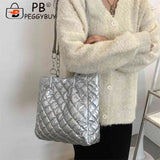 Quilted Cotton Padded Shoulder Bag Large-capacity Chain Satchel
