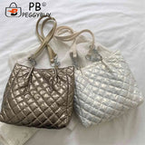 Quilted Cotton Padded Shoulder Bag Large-capacity Chain Satchel