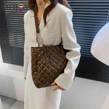 Quilted Cotton Padded Shoulder Bag Chain Shopper Women Travel Satchel