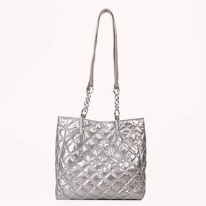 Quilted Cotton Shoulder Bag Large-capacity Chain Solid Satchel