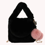 Autumn Winter Shoulder Bag with Pompom Pendant Crossbody Handbags