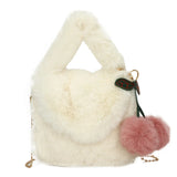 Autumn Winter Shoulder Bag with Pompom Pendant Crossbody Handbags