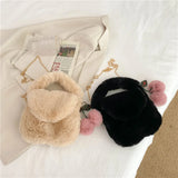 Autumn Winter Shoulder Bag with Pompom Pendant Crossbody Handbags