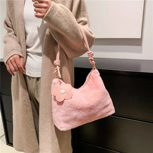 Shoulder Crossbody Bag for Women Plush Soft Underarm Bag Casual Ladies Handbags