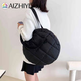 Autumn Winter Shoulder Handbags Cotton Padded Round Top-handle Bag