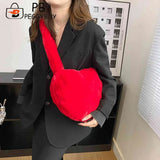 Heart Shape Ladies Tote Handbag Soft Fluffy Purse Shoulder Bag