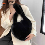 Heart Shape Ladies Tote Handbag Soft Fluffy Purse Shoulder Bag