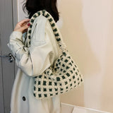 Warm Retro Shoulder Handbag Soft Plush Zipper for Women