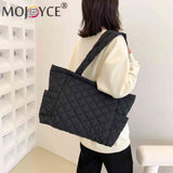 Cotton Padded Top-handle Bag Large Solid Zipper Travel Purse for Women