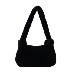 Soft Plush Fluffy Shoulder Bag Solid Color/Leopard Print Zipper Tote Handb