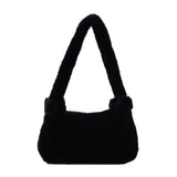 Soft Plush Fluffy Shoulder Bag Solid Color/Leopard Print Zipper Tote Handb