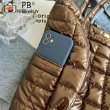 Nylon Quilted Top-handle Clutch Bag for Ladies Girl