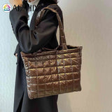 Quilted Clutch Handbag Nylon Top-handle Bag