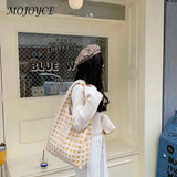 Waffle Plaid Top-handle Bag Casual Tote Shopping Large Street Travel Ladies